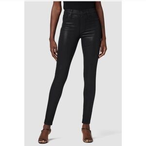 Hudson Jeans Women's Black Shine Skinny Ankle Zipper.